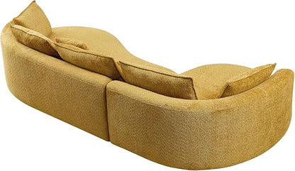 125'' Modern Curved Cloud Sofa Luxury Living Room 5 Seater Combo Sofa Cloud Curve Design Mid Century Upholstered Sofa with Ottoman for Living Room Bedroom Apartment (Boucle+Left Facing, Yellow)