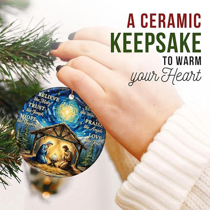 ZAGKOO Nativity Scene Christmas Ornaments - Christian Ornaments for Christmas Tree - Catholic Religious Gifts for Women Men, Nativity Decorations Festive Faith Ideas - Ceramic Xmas Ornaments 2025