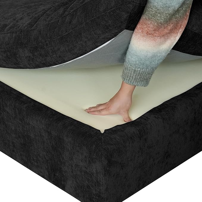 Cloud Couch Modular Sectional Sofa,119.29" U Shaped Couch, Oversized Down Filled Convertible Wide Seater,3 Seater with 2 Ottomans for Living Room Set, Covers Washable&,Black