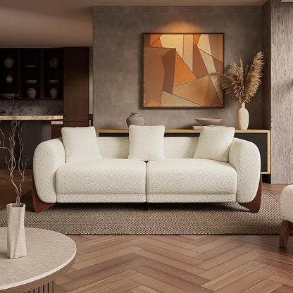 Morden Fort 2 Piece Boucle Sofa Set, Modern Upholstered Couches Sofas Set Durable Comfy Boucle Pet-Friendly, ArmlessChair & 3-Seater Sofa Sets for Living Room Bedroom Apartment, Beige