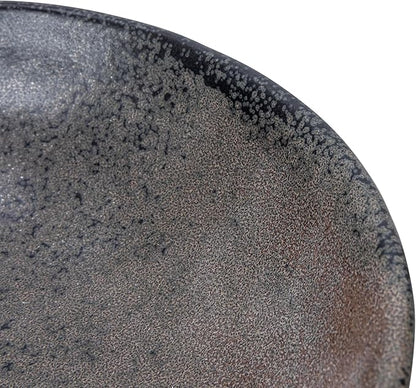 Creative Co-Op Stoneware Bowl with Handle and Base Decorative Object, Black Reactive Glaze