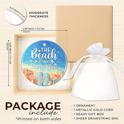 ZAGKOO Beach Themed Gift - Beach Gifts for Women - Beachy Ornaments - Decoration Gifts for Women, Men, Family, Friends - Beachy Christmas Party Decorations - Ceramic Christmas Ornament 2025