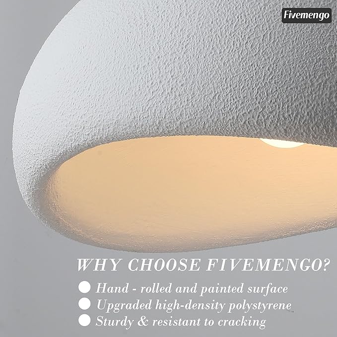 11.8in Small Wabi Sabi Pendant Lights Hanging Lamp Lighting Fixture Ceiling Mount White Modern Japanese Lamp Japandi Chandelier for Dining Living Room Hallway Bedroom Restaurant