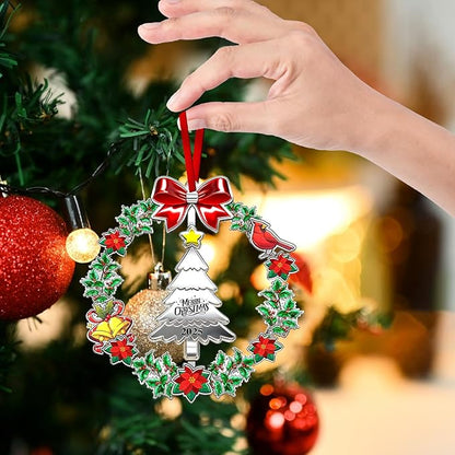 Christmas Ornament 2025 for Christmas Tree Decorations, Dated 2025 Christmas Wreath Ornament with Rotatable Christmas Tree for Holiday Decorative Keepsake Gift