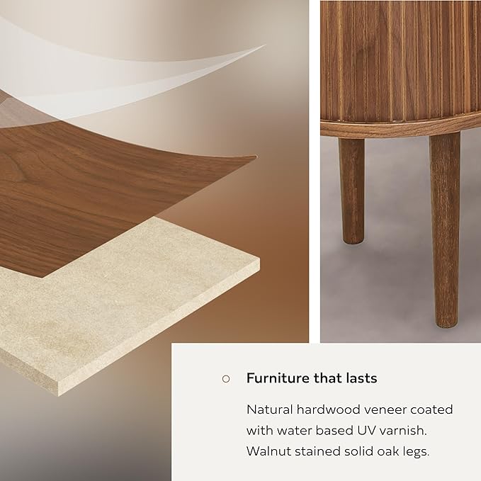 WERMO 55'' TV Stand with Storage and Shelves for 32-60 inch TV. Wood Entertainment Center with Doors for Living Room and Bedroom, Mid Century Modern Console Table, Television Stand (Walnut)