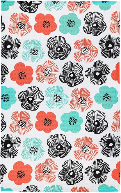 Modern Style Premium Kitchen Tea Towel Super Absorbent Fast Drying Microfiber Midnight Bloom