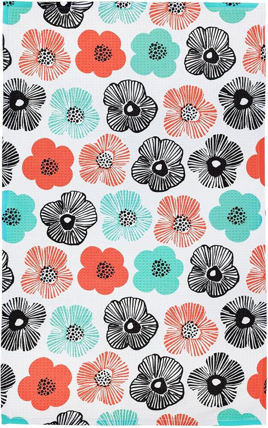 Modern Style Premium Kitchen Tea Towel Super Absorbent Fast Drying Microfiber Midnight Bloom