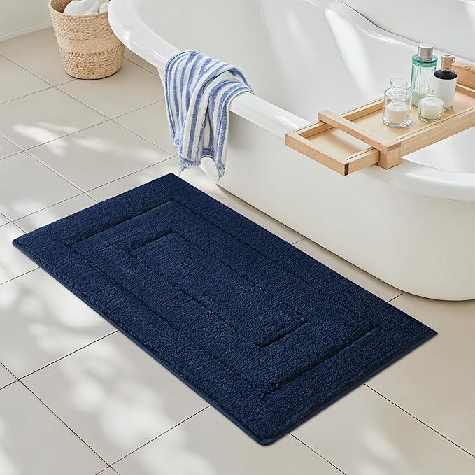 GRANNY SAYS Long Bathroom Rug Mat, Bath Mats Non-Slip, Super Soft & Water Absorbent, Large Bath Rugs, Machine Wash Dry, Bathroom for Floor, Tub and Shower, 24" x 48" Navy Blue