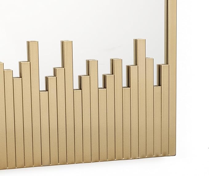 LuxenHome Metal Wall Mirror, Cityscape Gold Metal Frame Rectangular Mirror Decorative for Living Room, Bedroom, Bathroom, Entryway, Vanity Mirror (32 x 22 inch)