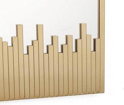 LuxenHome Metal Wall Mirror, Cityscape Gold Metal Frame Rectangular Mirror Decorative for Living Room, Bedroom, Bathroom, Entryway, Vanity Mirror (32 x 22 inch)