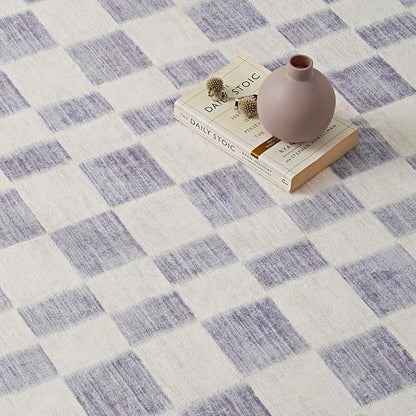 EVERGRACE Checkered Plaid Area Rug 3x5, Soft Fuzzy Faux Wool Rugs Washable Anti Slip Rugs Small Rug Carpet for Entryway Bedroom Living Room Hallway Kitchen Dining Room and Laundry Room, Light Gray