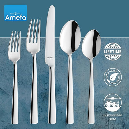 Amefa Moderno 20-piece 18/10 Stainless Steel Flatware Set, High Gloss Mirror Finish, Silverware Set Service for 4, Dishwasher Safe, Rust resistant Cutlery.