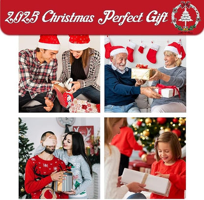 2025 Christmas Ornament,Metal Christmas Wreath Hanging Ornaments for Tree,with Rotatable Tree Dated 2025 Shiny Silver Ornaments Holiday Decorative Xmas Gifts for Family Friends