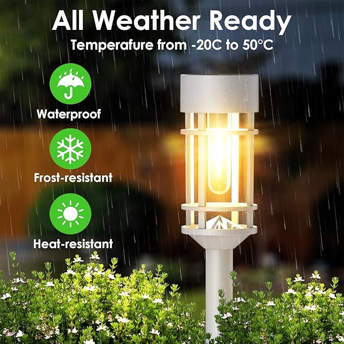 Mancra Solar Pathway Lights Outdoor Waterproof, 8 Pack LED Solar Garden Lights for Outside Decorations, Dusk to Dawn Solar Walkway Lights Landscape Lighting