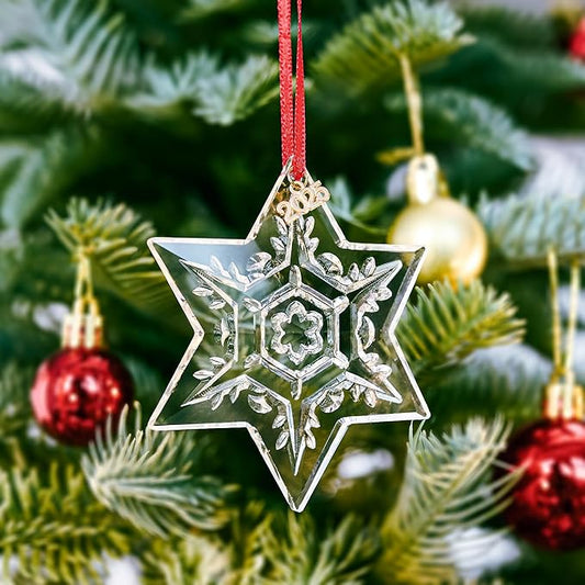 Crystal Snowflake Ornaments for Christmas Tree, 3.5" Clear Glass Snowflake Ornaments, 2025 Crystal Christmas Snow Flake for Tree, Xmas Gift for Home Decoration
