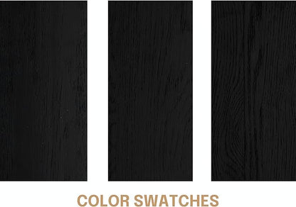 NTC Ruby Wooden Bed Frame with Headboard and Natural Rattan, Solid Oak Foundation with Silent Slats, 1000 Lb Capacity, Effortless Assembly, King - Burnt Black