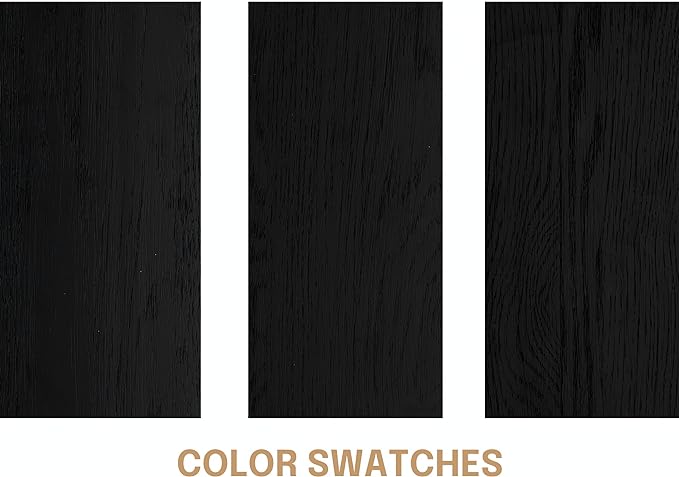 NTC Lupin Wooden Bed Frame with Headboard and Natural Rattan, Solid Oak Foundation with Silent Slats, 1000 Lb Capacity, Effortless Assembly, Queen - Burnt Black