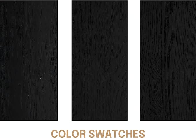 NTC Lupin Wooden Bed Frame with Headboard and Natural Rattan, Solid Oak Foundation with Silent Slats, 1000 Lb Capacity, Effortless Assembly, King - Burnt Black