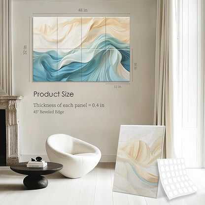 8-Pack Acoustical Wall Panels 48x32 Inches Art Acoustic Panels Decorative Sound Dampening Panels for Studios, Offices, Theaters, Adhesive Included