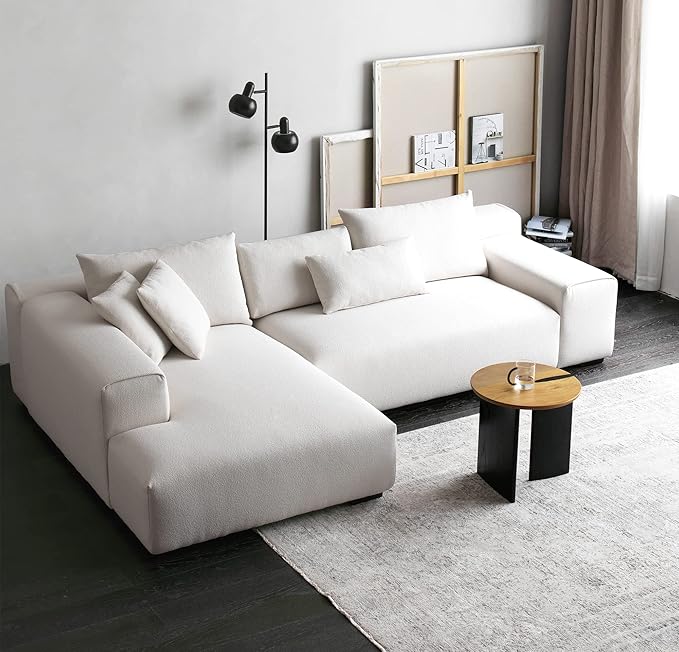Acanva Modern Oversized Modular L Shaped Sectional Sofa Set for Living Room, Minimalist Style Comfy 4-Seat Corner Couch, Left Chaise, Wool-Like