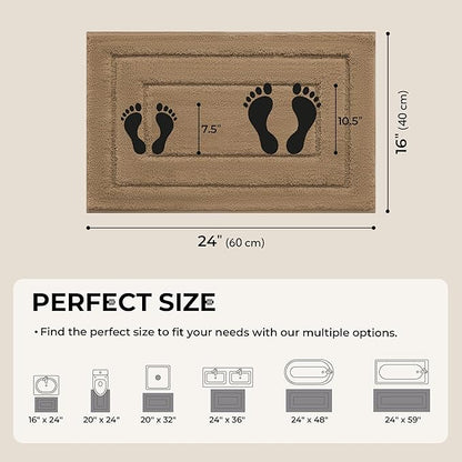 GRANNY SAYS Bathroom Rugs Non Slip, 16" x 24", Bath Rugs for Bathroom Washable, Bath Mats for Floor, Microfiber Bath Mat for Tub, Absorbent Bath Rugs for Shower Room, Champagne
