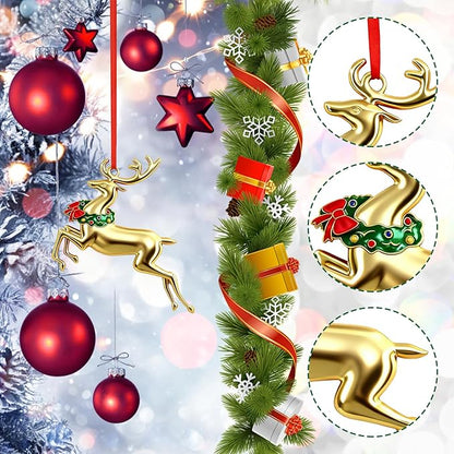 Deer Christmas Ornaments 2025 for Holiday Party Decor, Metal Ornament for Home, Xmas Gift Cute Tree Decorations