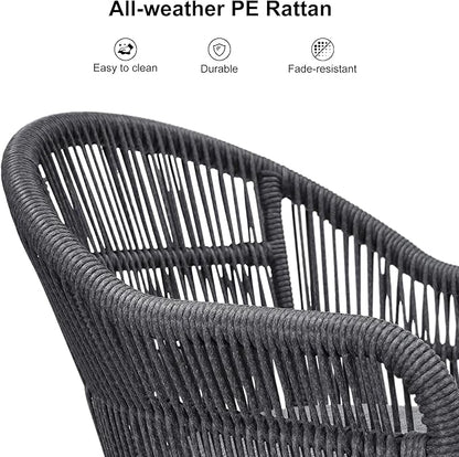 PURPLE LEAF 16 Pieces Patio Dining Set with Outdoor Aluminium Dining Table and Woven Chairs Modern Metal Furniture Cushions Sets for Garden Yard Indoor Decor Kitchen Gray