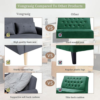Vongrasig Small Modern Loveseat Sofa 47" Mid Century Linen 2 Seat Couch Tufted Love Seat, Dark Gray