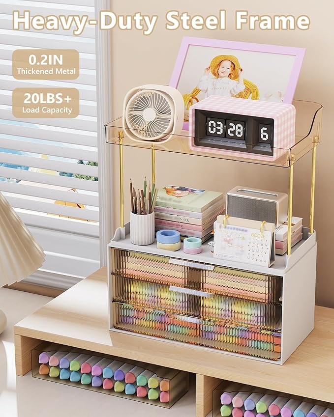 Bathroom Organizers and Storage, Makeup Organizer (Sturdy Durable Attractive), Ideal for Vanity, Countertop, Counter, Perfume, Skincare, Cabinet, Cosmetic, Dresser Organizer (Gold)