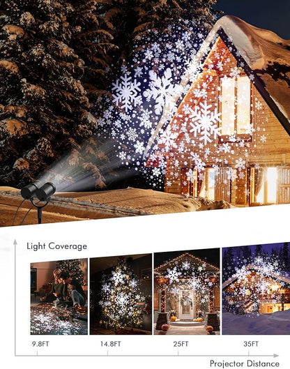 Christmas Double Head Snowflake Projection Lights, ZBPP Outdoor LED Christmas Lights IP65 Waterproof, Rotating Snow Lamp Brighter LED Landscape for Xmas Holiday Party Decoration