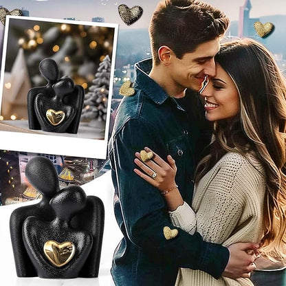 Mini Couple Statue Tv Stand Decor Items for Living Room Home Decor,Bedroom Decor for Couples Sculpture for Anniversary Wedding,Love Gifts for Couples 2025,Knick Knacks for Shelve (Black, 4.72in)