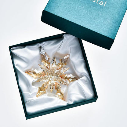 2025 Edition Crystal Snowflake Ornament Christmas Tree Ornament Home Decor Gift (2025-Champagne)