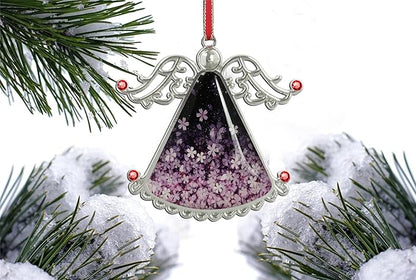 XUTAI Angel Christmas Tree Ornament Cherry Blossom Flower Glass Hanging Angel Glass Pendant for Holiday Decoration