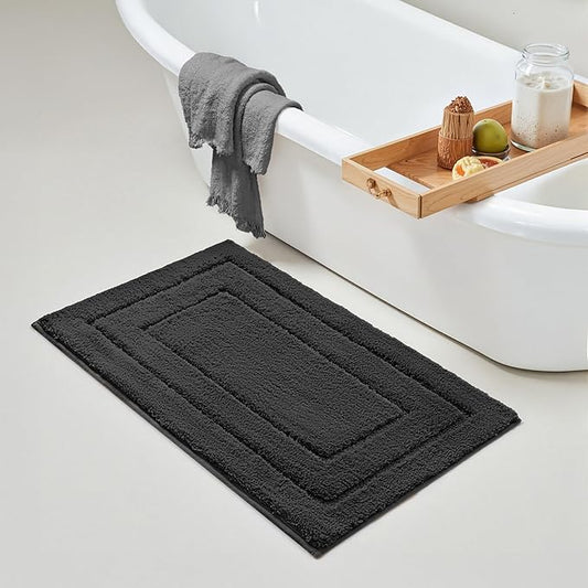 GRANNY SAYS Bathroom Rugs Non Slip, 16" x 24", Bath Rugs for Bathroom Washable, Bath Mats for Floor, Microfiber Bath Mat for Tub, Absorbent Bath Rugs for Shower Room, Charcoal Gray