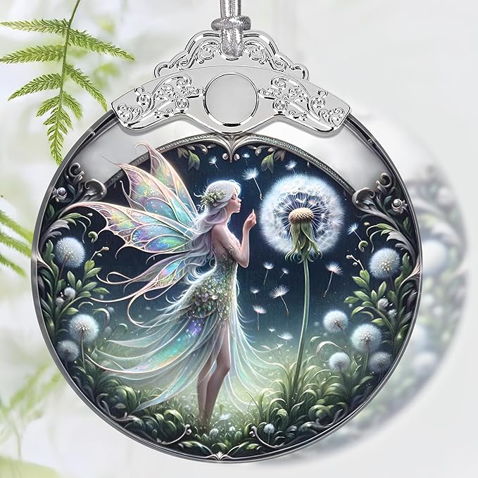 Christmas Ornament, 2025 Ornaments for Christmas Tree, Stained Glass Hanging Ornament, Holiday Ornaments, Unique Gift Idea - Fairy