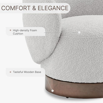 Swivel Accent Chair Round Barrel Armchair Upholstered Performance Fabric for Living Room Bedroom Reading Waitingroom,2 PCS,Light Grey