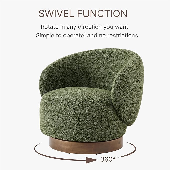 Swivel Accent Chair Round Barrel Armchair Upholstered Performance Fabric for Living Room Bedroom Reading Waitingroom,2 PCS,Moss Green