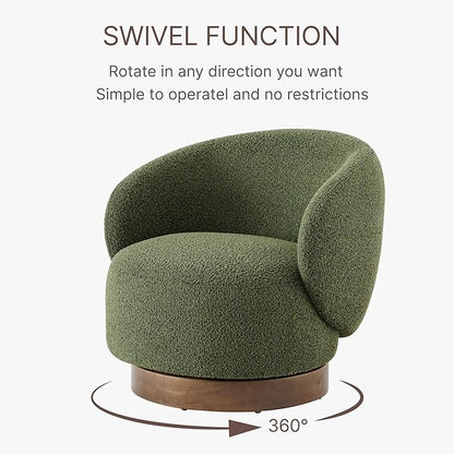 Swivel Accent Chair Round Barrel Armchair Upholstered Performance Fabric for Living Room Bedroom Reading Waitingroom,2 PCS,Moss Green