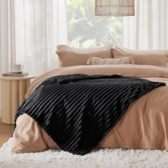 Bedsure GentleSoft Black Fleece Blanket for - Cozy Soft Blankets for Women, Cute Small Throws for Girls, 50x70 Inches