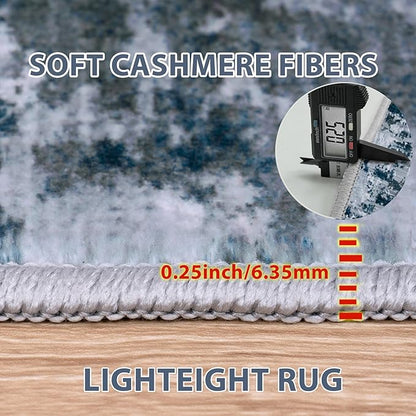 6x9 Area Rugs for Living Room Rug Washable: Abstract Rug for Dining Room Bedroom Carpet Non Slip 6 by 9 Indoor Modern Nursery Home Office Navy Grey