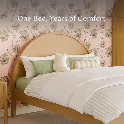 Babyletto Bondi Full Size Bed Frame - GREENGUARD Gold Certified - Full Size Platform Frame with Arched Headboard - Universal Mattress Fit - No Box Spring Needed - Durable Bedroom Furniture - Honey