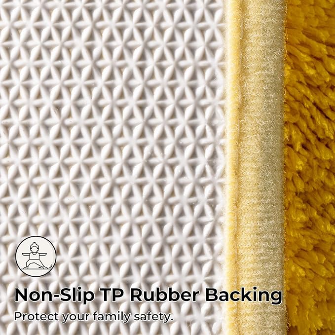GRANNY SAYS Bathroom Rug Mat, 48" x 24" Non-Slip, Super Soft and Water Absorbent, Microfiber Bath Rug, Machine Washable, Large Bathroom Rug for Floor, Yellow