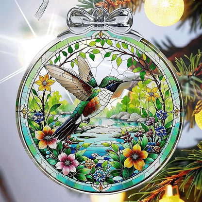 Hummingbird Christmas Ornament Crystal Glass with Gift Box- Hanging Ornaments for Christmas Tree, Christmas Ornaments Xmas Decorations, Holiday Keepsake Present Exchange Ideas