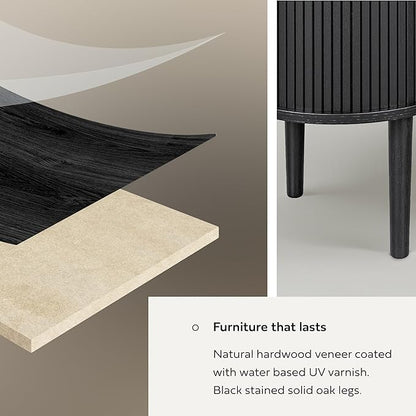 WERMO 71’’ Black TV Stand with Storage and Shelves for 65-75 Inch TVs. Black Entertainment Center with Doors for Living Room and Bedroom, Mid Century Modern Console Table, Media Cabinet (Black Oak)