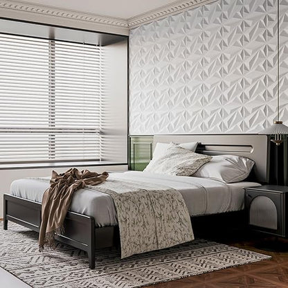 Art3dwallpanels 33 Pack 3D Wall Panel Diamond for Interior Wall Décor, PVC Flower Textured Wall Panels for Living Room Lobby Bedroom Hotel Office, White, 12''x12'' Cover 32.Sq.Ft.