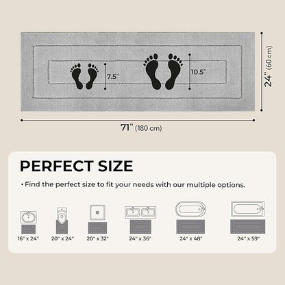 GRANNY SAYS Gray Bathroom Rug Mat, Bath Mats for Bathroom Non-Slip, Super Soft and Water Absorbent, Extra Large Bath Rugs, Microfiber Bath Rugs for Floor, Tub and Shower, 71" x 24"