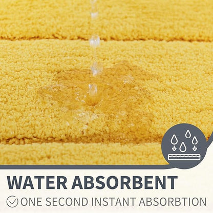 GRANNY SAYS Bathroom Rugs Non Slip Washable, Soft Bath Mats for Bathroom, 16" x 24", Super Absorbent Bath Mat Small Rug, Shaggy Shower Room Floor Mat, Tub, Yellow