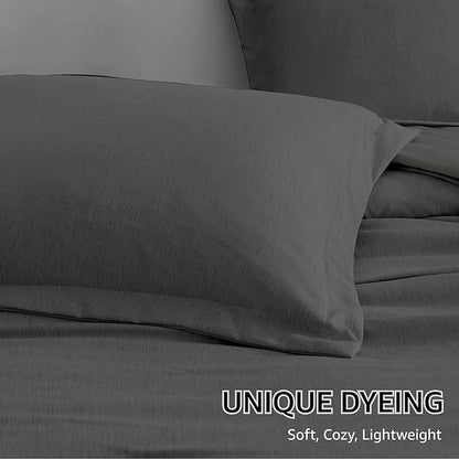 Monbix King Size Comforter Set, Dark Grey King Size Bed Set Reversible 7 Pieces, Cationic Dyeing Bed in a Bag with Comforter, Sheets, Pillowcases & Shams
