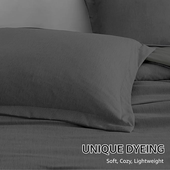 Monbix California King Comforter Set - 7 Pieces Cationic Dyeing Dark Grey Bed in a Bag Cal King Bed Sets with Comforter, Sheets, Pillowcases & Shams, Reversible Bedding Comforters Sets (108 * 92)