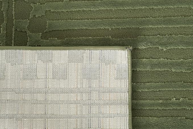 Revival Rugs Soloba 3'11"x6'1" Machine Washable Area Rug for Kitchen Bedroom - 100% Recycled Oeko-TEX Certified, Medium Pile, Green